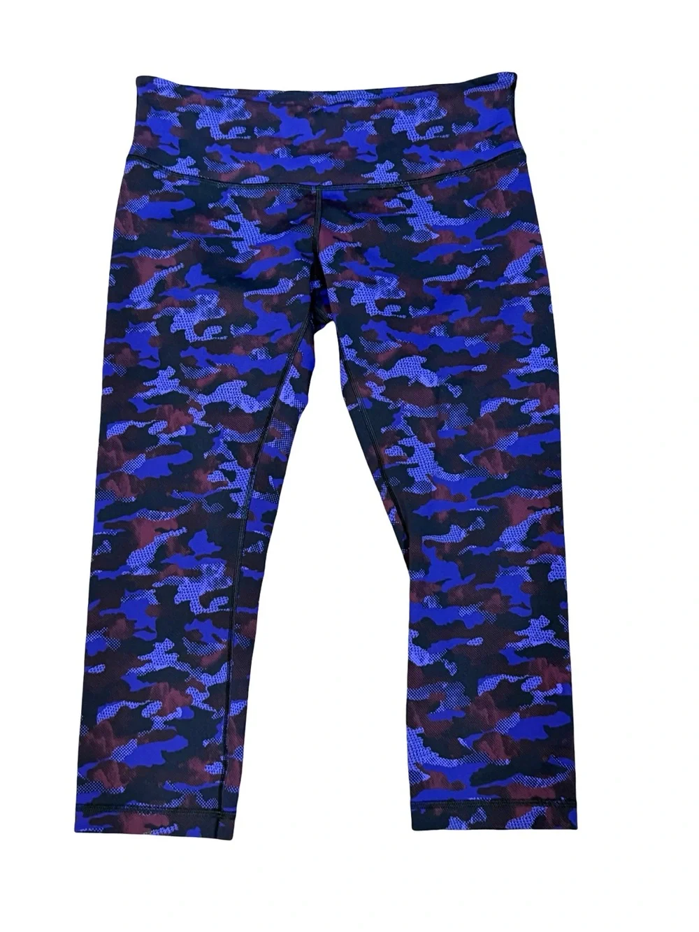 ✨Lululemon Wunder Under Crop III Hounds Camo Emperor Blue Black Leggings Size 10